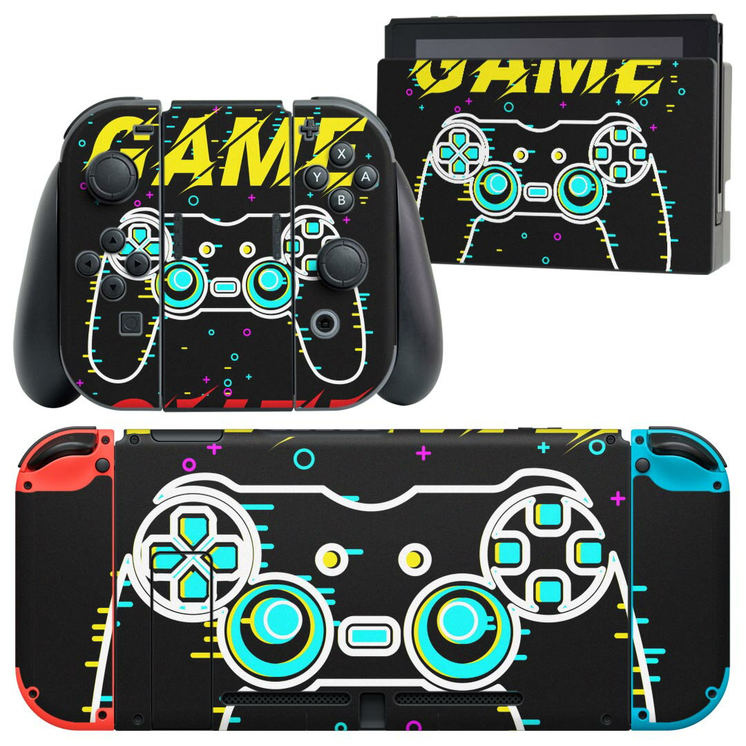igsticker Nintendo Switch 用 デザインスキンシール 任天堂 ニンテンドー スイッチ 専用 本体ドック Joy-Con Joycon ジョイコン 専用 ゲーム機 カバー アクセサリー フィルム ステッカー 023382 イラスト　ゲーム