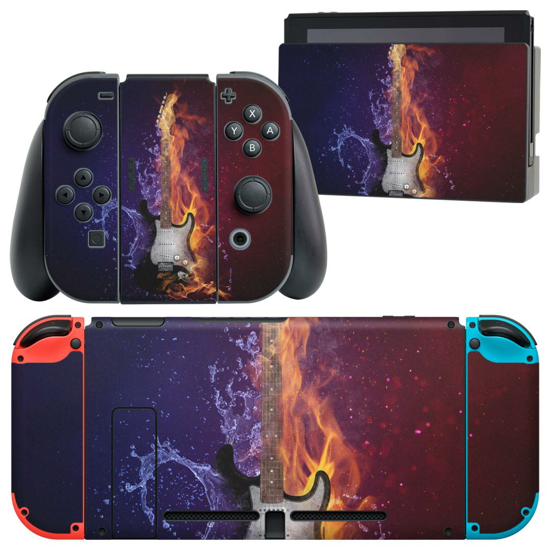 igsticker Nintendo Switch 用 デザインスキンシール 任天堂 ニンテンドー スイッチ 専用 本体ドック Joy-Con Joycon ジョイコン 専用 ゲーム機 カバー アクセサリー フィルム ステッカー 023411 ベース 楽器 音楽