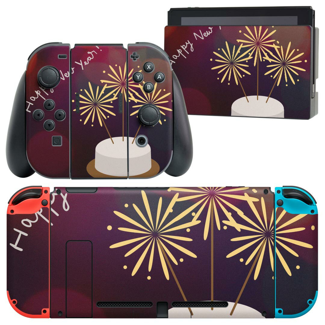 igsticker Nintendo Switch 用 デザインスキンシール 任天堂 ニンテンドー スイッチ 専用 本体ドック Joy-Con Joycon ジョイコン 専用 ゲーム機 カバー アクセサリー フィルム ステッカー 023440 ケーキ イラスト