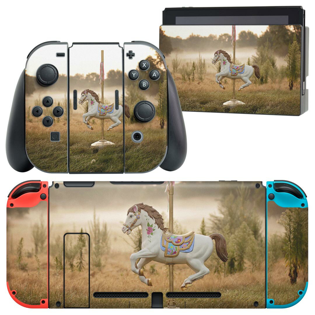 igsticker Nintendo Switch 用 デザインスキンシール 任天堂 ニンテンドー スイッチ 専用 本体ドック Joy-Con Joycon ジョイコン 専用 ゲーム機 カバー アクセサリー フィルム ステッカー 023441 メリーゴーランド　風景　写真