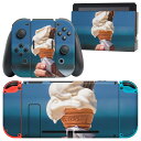 igsticker Nintendo Switch 用 デザインスキンシール 任天堂 ニンテンドー スイッチ 専用 本体ドック Joy-Con Joycon ジョイコン 専用 ゲーム機 カバー アクセサリー フィルム ステッカー 023455 ソフトクリーム 夏 写真 食べ物