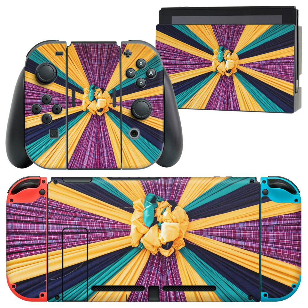 igsticker Nintendo Switch 用 デザインスキンシール 任天堂 ニンテンドー スイッチ 専用 本体ドック Joy-Con Joycon ジョイコン 専用 ゲーム機 カバー アクセサリー フィルム ステッカー 023467 ジャマイカカラー　チェック