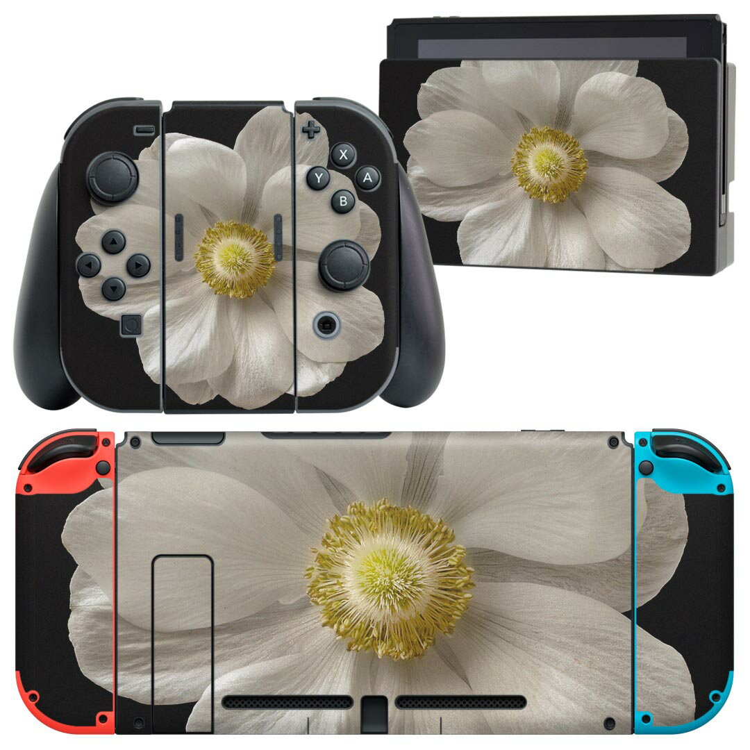 igsticker Nintendo Switch 用 デザインスキンシール 任天堂 ニンテンドー スイッチ 専用 本体ドック Joy-Con Joycon ジョイコン 専用 ゲーム機 カバー アクセサリー フィルム ステッカー 023470 花 フラワー