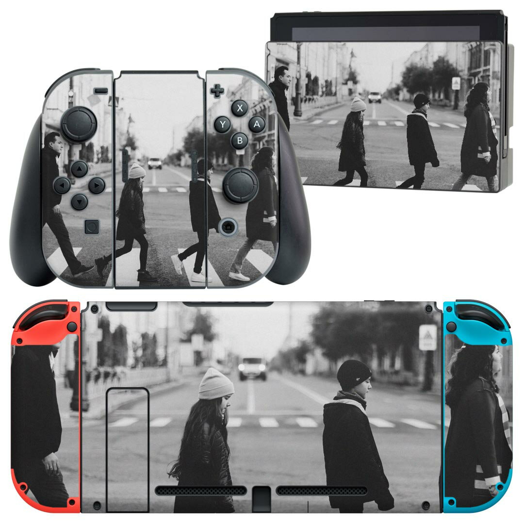 igsticker Nintendo Switch 用 デザインスキンシール 任天堂 ニンテンドー スイッチ 専用 本体ドック Joy-Con Joycon ジョイコン 専用 ゲーム機 カバー アクセサリー フィルム ステッカー 023482 横断歩道 写真 風景 人物