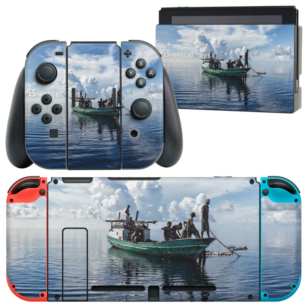 igsticker Nintendo Switch 用 デザインスキンシール 任天堂 ニンテンドー スイッチ 専用 本体ドック Joy-Con Joycon ジョイコン 専用 ゲーム機 カバー アクセサリー フィルム ステッカー 023491 海 船 写真