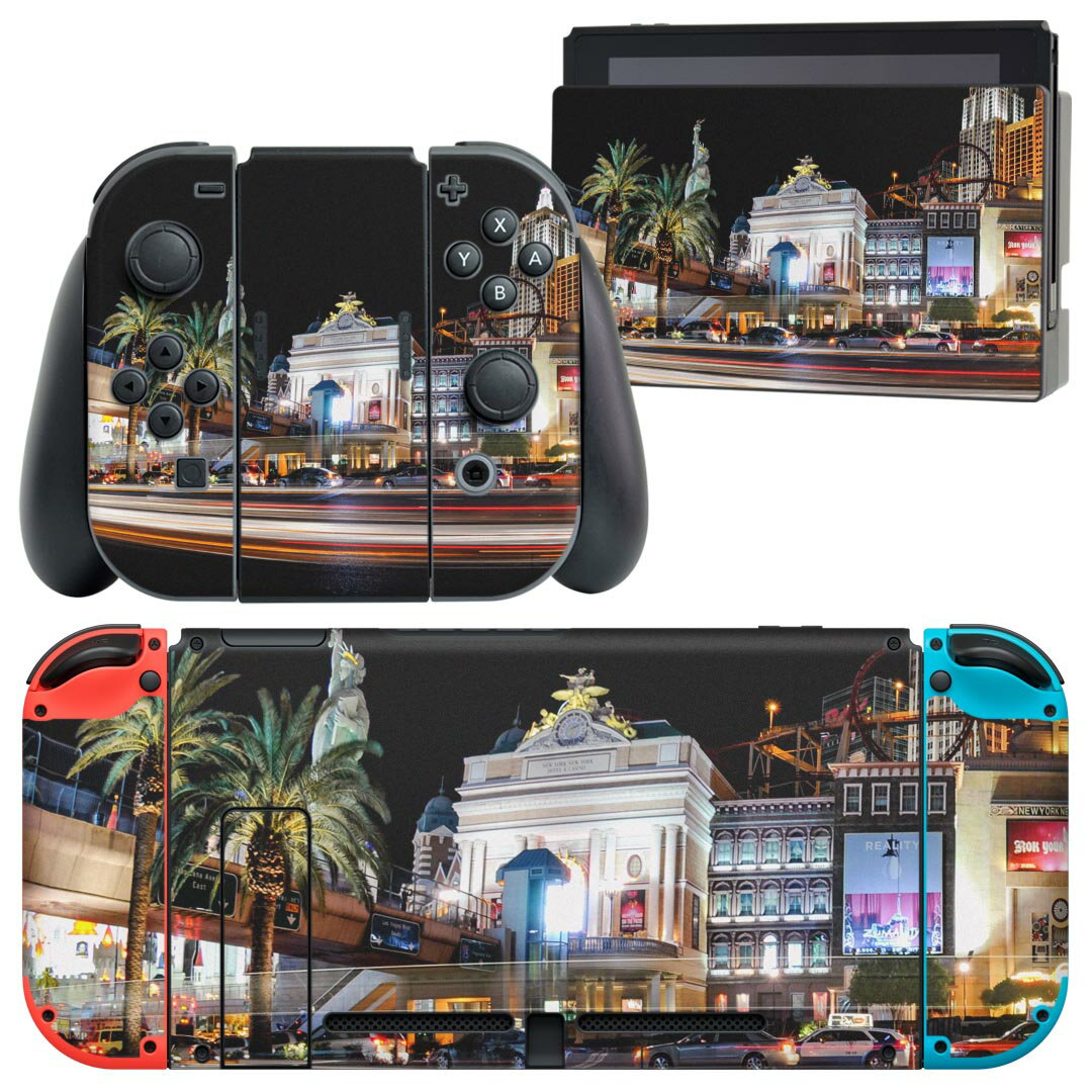 igsticker Nintendo Switch 用 デザインスキンシール 任天堂 ニンテンドー スイッチ 専用 本体ドック Joy-Con Joycon ジョイコン 専用 ゲーム機 カバー アクセサリー フィルム ステッカー 023497 ラスベガス　写真　風景