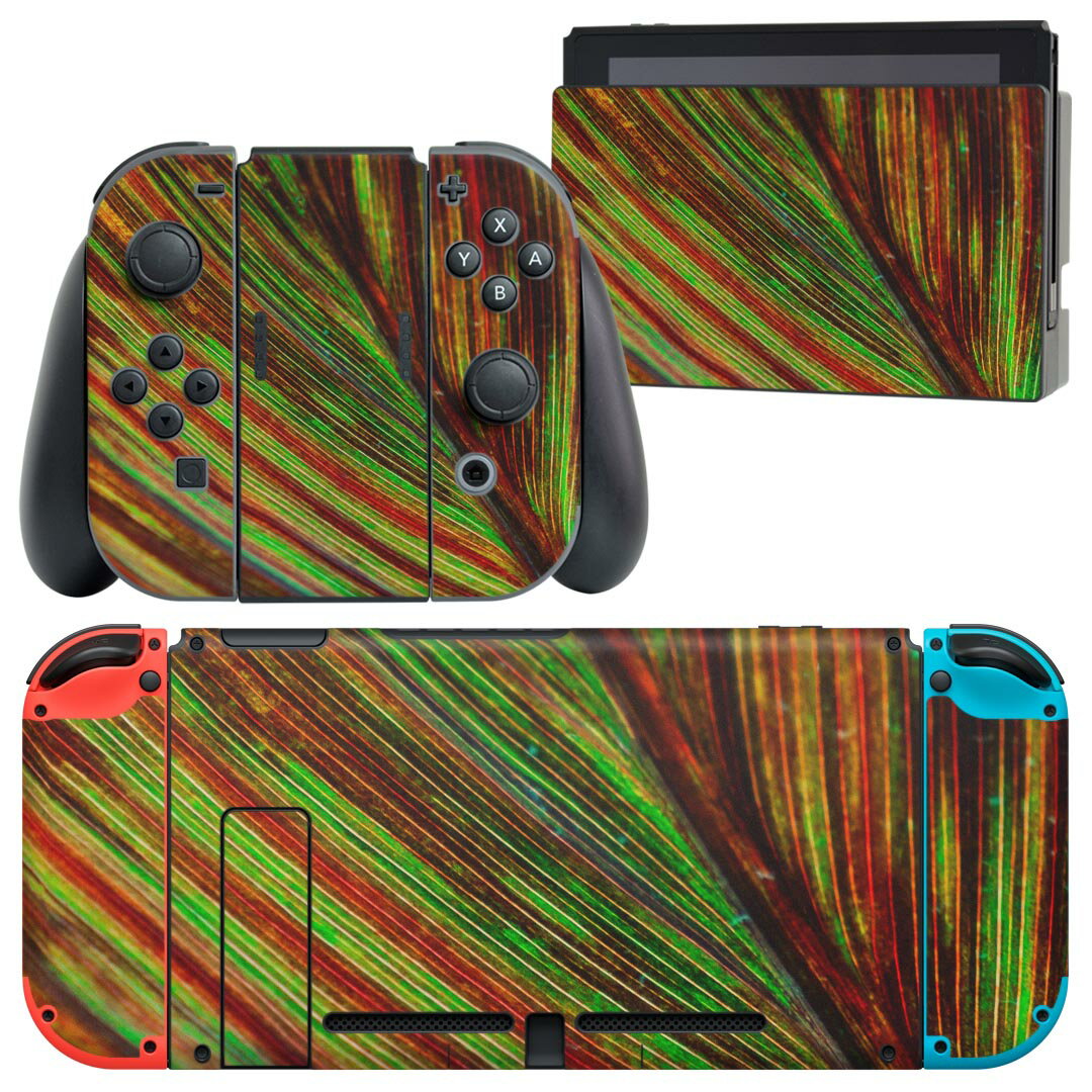 igsticker Nintendo Switch 用 デザインスキンシール 任天堂 ニンテンドー スイッチ 専用 本体ドック Joy-Con Joycon ジョイコン 専用 ゲーム機 カバー アクセサリー フィルム ステッカー 023502 葉っぱ 植物 柄