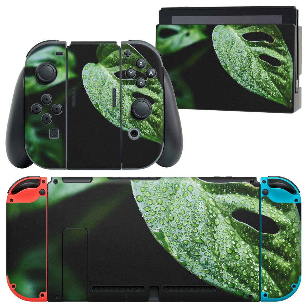 igsticker Nintendo Switch 用 デザインスキンシール 任天堂 ニンテンドー スイッチ 専用 本体ドック Joy-Con Joycon ジョイコン 専用 ゲーム機 カバー アクセサリー フィルム ステッカー 023510 葉っぱ 植物 モンステラ