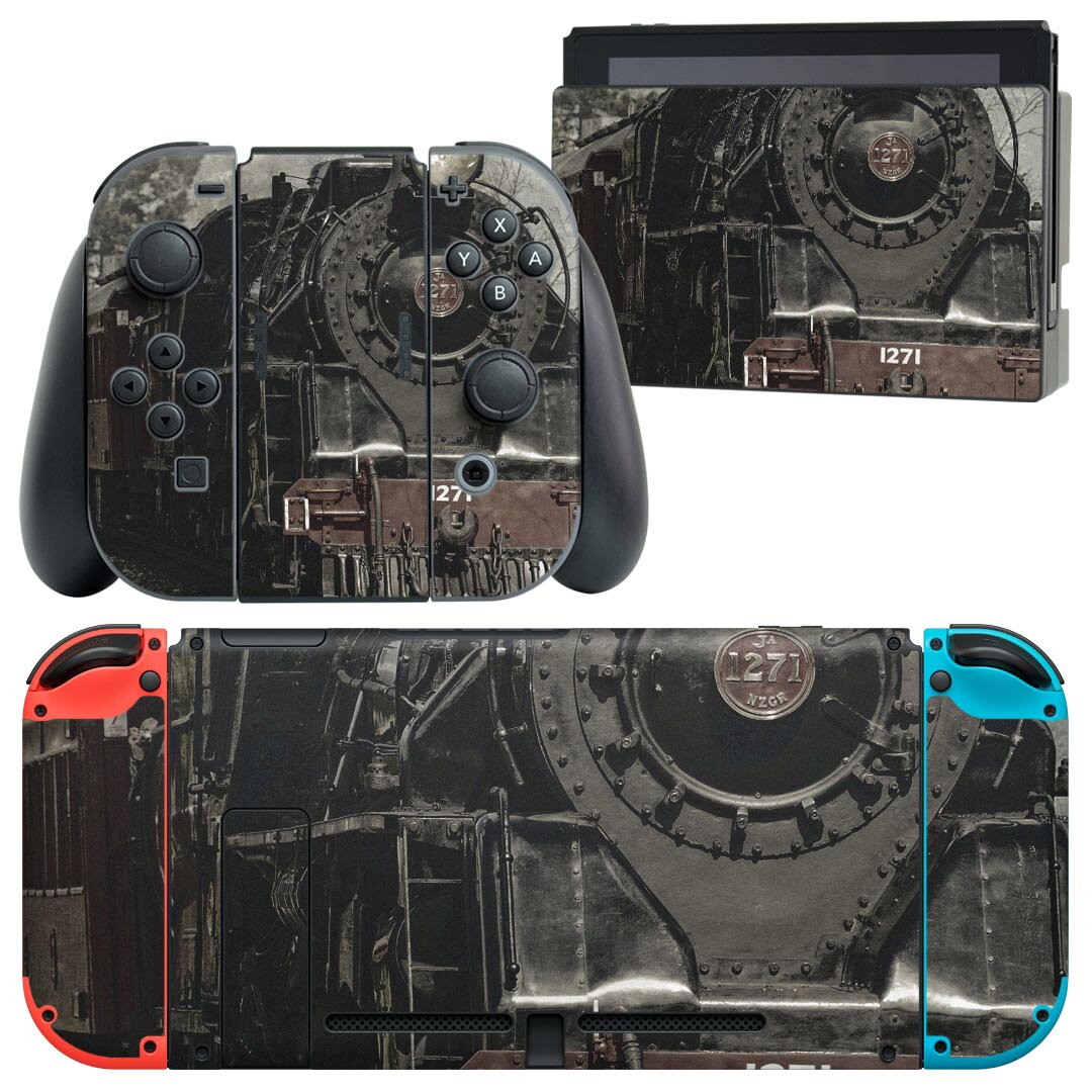 igsticker Nintendo Switch 用 デザインスキンシール 任天堂 ニンテンドー スイッチ 専用 本体ドック Joy-Con Joycon ジョイコン 専用 ゲーム機 カバー アクセサリー フィルム ステッカー 023530 機関車　電車　写真