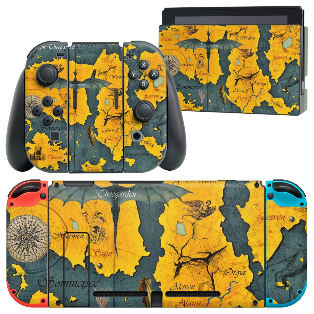 igsticker Nintendo Switch 用 デザインスキンシール 任天堂 ニンテンドー スイッチ 専用 本体ドック Joy-Con Joycon ジョイコン 専用 ゲーム機 カバー アクセサリー フィルム ステッカー 023553 地図