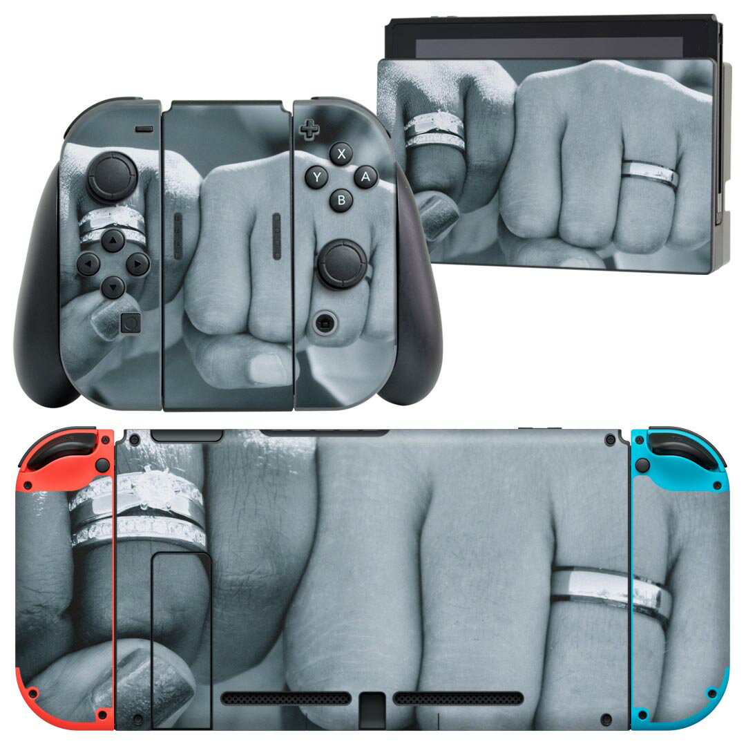 igsticker Nintendo Switch 用 デザインスキンシール 任天堂 ニンテンドー スイッチ 専用 本体ドック Joy-Con Joycon ジョイコン 専用 ゲーム機 カバー アクセサリー フィルム ステッカー 023556 ウエディング　カップル　写真　指輪