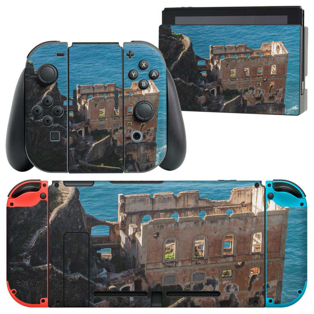 igsticker Nintendo Switch 用 デザインスキンシール 任天堂 ニンテンドー スイッチ 専用 本体ドック Joy-Con Joycon ジョイコン 専用 ゲーム機 カバー アクセサリー フィルム ステッカー 023571 海　建物　風景