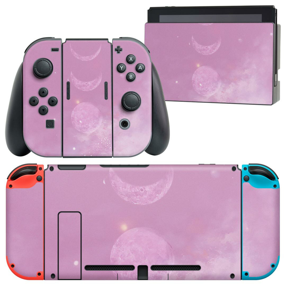 igsticker Nintendo Switch 用 デザインスキンシール 任天堂 ニンテンドー スイッチ 専用 本体ドック Joy-Con Joycon ジョイコン 専用 ゲーム機 カバー アクセサリー フィルム ステッカー 023578 月の満ち欠け