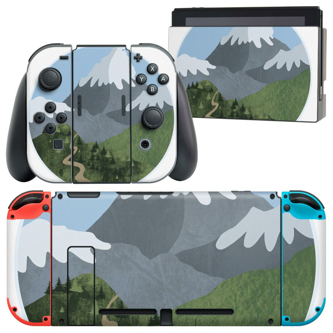 igsticker Nintendo Switch 用 デザインスキンシール 任天堂 ニンテンドー スイッチ 専用 本体ドック Joy-Con Joycon ジョイコン 専用 ゲーム機 カバー アクセサリー フィルム ステッカー 023589 山　イラスト