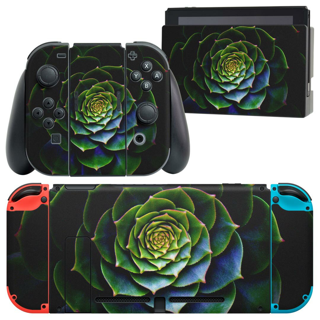 igsticker Nintendo Switch 用 デザインスキンシール 任天堂 ニンテンドー スイッチ 専用 本体ドック Joy-Con Joycon ジョイコン 専用 ゲーム機 カバー アクセサリー フィルム ステッカー 023601 花　フラワー