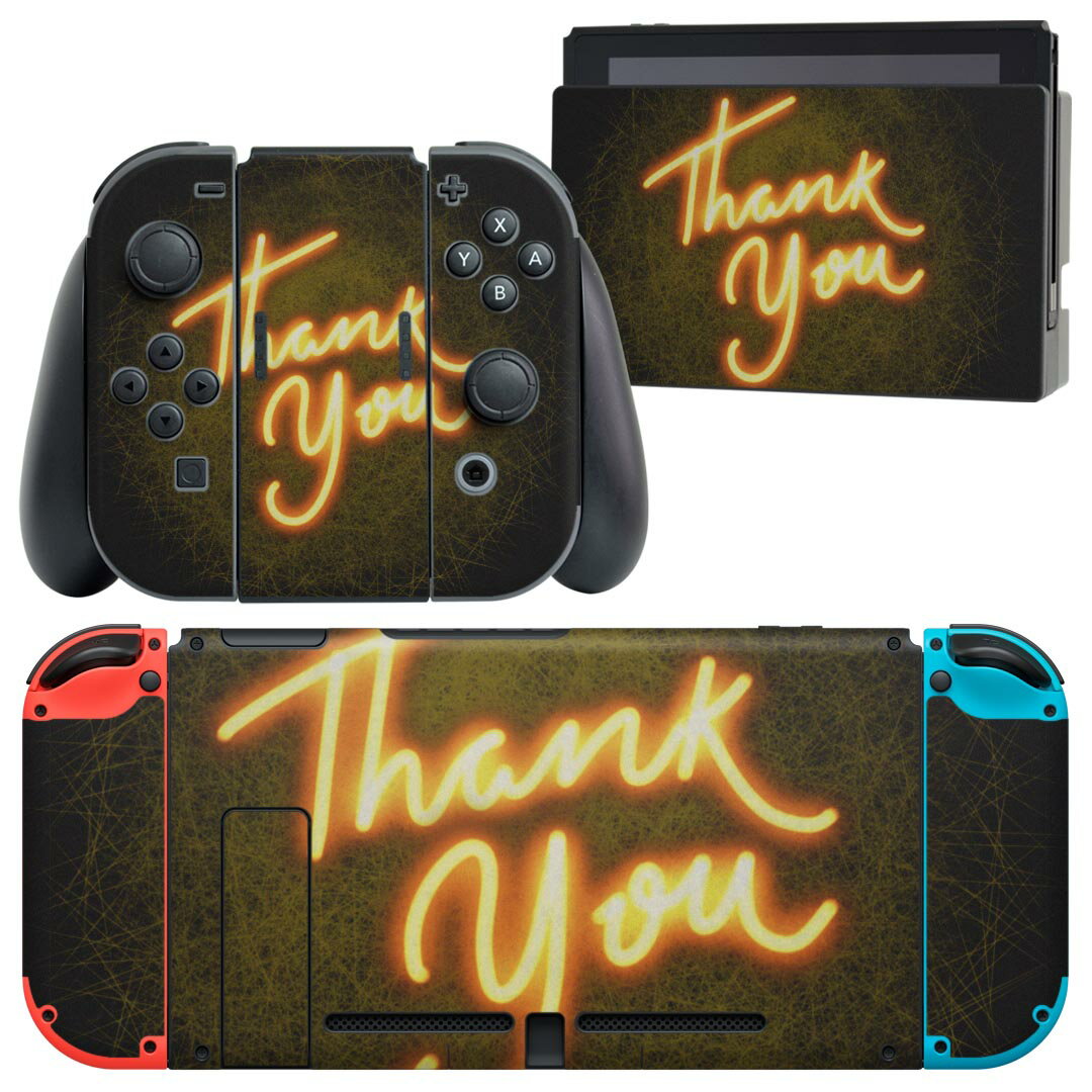 igsticker Nintendo Switch 用 デザインスキンシール 任天堂 ニンテンドー スイッチ 専用 本体ドック Joy-Con Joycon ジョイコン 専用 ゲーム機 カバー アクセサリー フィルム ステッカー 023609 文字　英字　ネオン