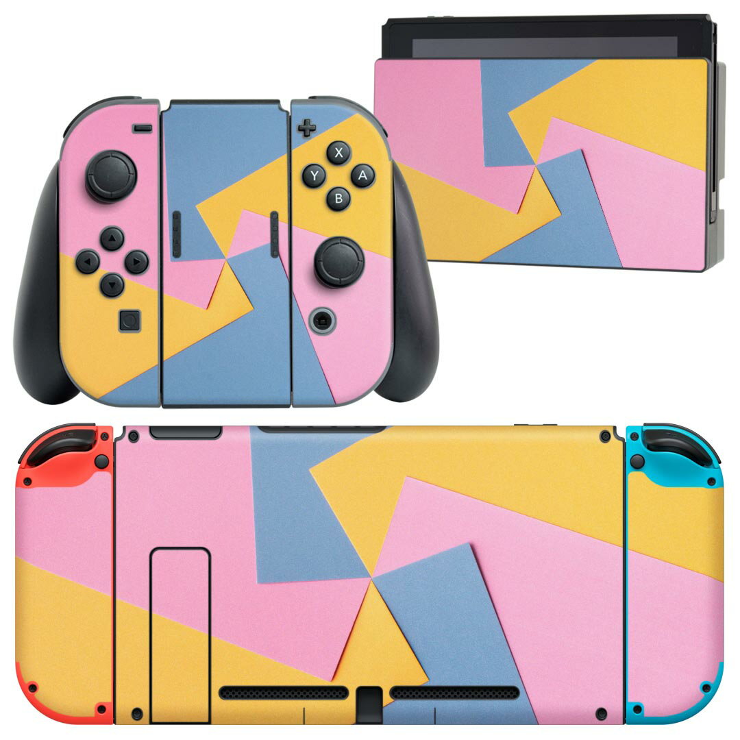 igsticker Nintendo Switch 用 デザインスキンシール 任天堂 ニンテンドー スイッチ 専用 本体ドック Joy-Con Joycon ジョイコン 専用 ゲーム機 カバー アクセサリー フィルム ステッカー 023630 配色 模様 柄
