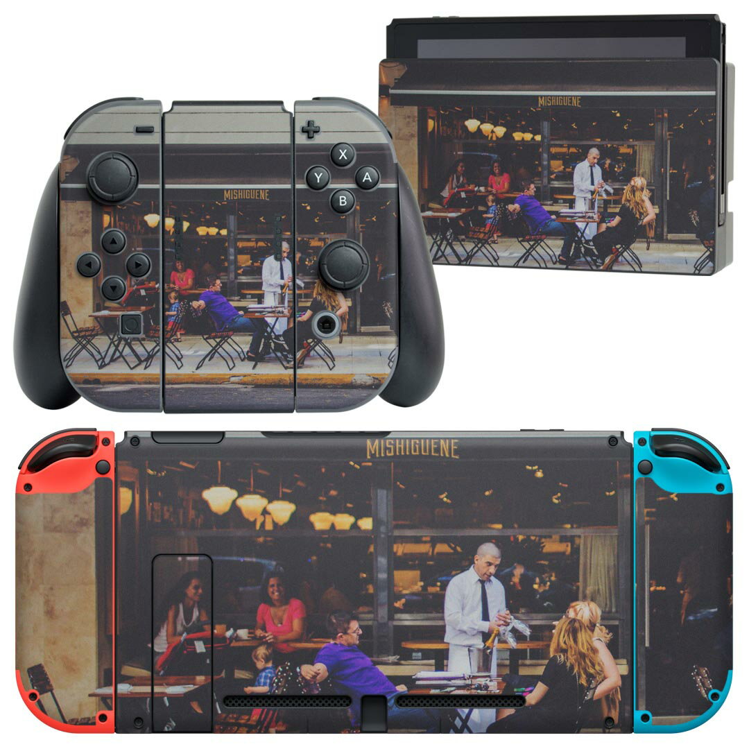 igsticker Nintendo Switch 用 デザインスキンシール 任天堂 ニンテンドー スイッチ 専用 本体ドック Joy-Con Joycon ジョイコン 専用 ゲーム機 カバー アクセサリー フィルム ステッカー 023633 カフェ 写真 人物
