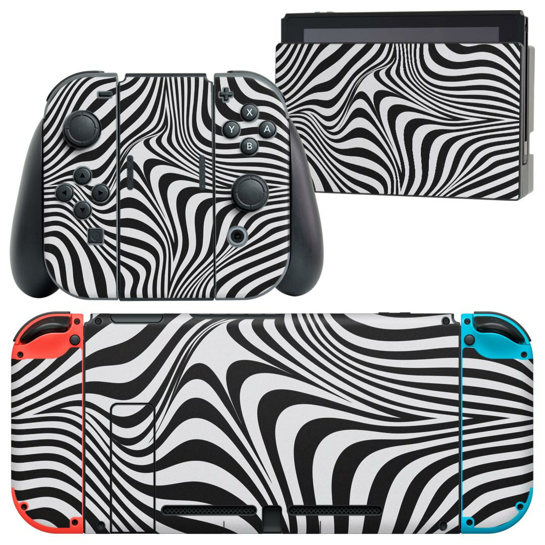 igsticker Nintendo Switch 用 デザインスキンシール 任天堂 ニンテンドー スイッチ 専用 本体ドック Joy-Con Joycon ジョイコン 専用 ゲーム機 カバー アクセサリー フィルム ステッカー 023650 しましま　ストライプ　柄