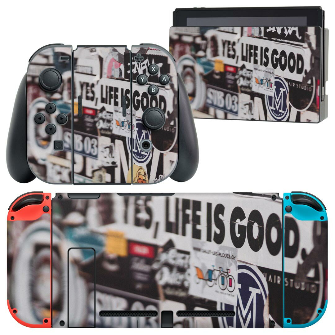 igsticker Nintendo Switch 用 デザインスキンシール 任天堂 ニンテンドー スイッチ 専用 本体ドック Joy-Con Joycon ジョイコン 専用 ゲーム機 カバー アクセサリー フィルム ステッカー 023697 英字　文字