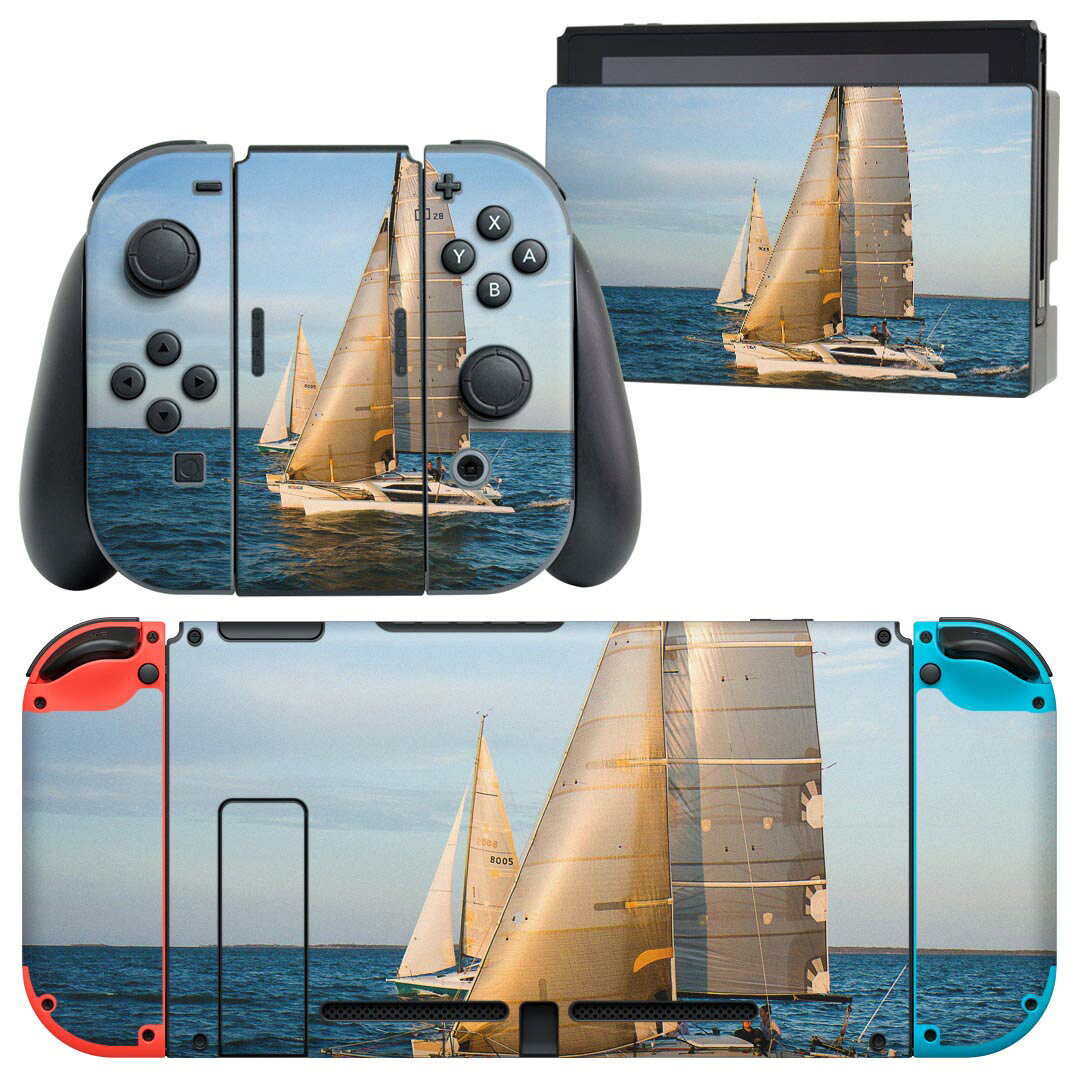 製品名 Nintendo Switch 本体裏面＆ドック正面＆ジョイコン専用 デザインスキンシール セット内容 Nintendo Switch 本体＆ドック＆ジョイコン用スキンシール（各1枚） ニンテンドースイッチ専用です。携帯機のSwitch LiteやProコンには対応していません。 商品特徴 再剥離性シートを素材に採用し、細かな位置調整がしやすく貼り直しが容易です。専用の業務プリンターを使い、商品画像と遜色のない美しい印刷仕上がり。 注意事項 画像はサンプルですので、ご覧の環境によっては多少色味に違いを感じる場合がございます。 イメージと違った、モニターと色味が異なるという理由での交換や返金はご対応出来かねます。スキンシールのみの販売で、ニンテンドースイッチ本体などは付属しません。シワができた場合、ドライヤーなどで軽く温め、外側に向けてシワを伸ばすように貼ってください。初回貼付時の位置調整や貼り直しは可能ですが、しっかりと押し付けて接着させた後の再剥離、再利用は保証しておりません。また接着部に油分や汚れが付着しますと角の部分は剥がれやすくなりますので、貼付時はあまり触れないようにご注意ください。無地のセミグロスシートにデザインをプリントした商品で、デコなどの加工はございません。 凹凸や光沢があるように見えたり布地や金属を素材にしたように見える商品もありますが、デザインの図版によるものです。印刷時に微妙な画像のズレが生じる場合がございます。ご注文後に1点1点制作する受注生産品の為、不良品以外のご返品や交換は固くお断りします。当店における繰り返しの実機テストでは問題ありませんでしたが、経過年数や使用環境により、シールを剥がす際に本体の塗装が一部剥がれる可能性があります。恐れ入りますが、万が一そのような状況になった場合でも当店ではゲーム機本体の保証は出来かねますので、予めご理解の上お求めください。 商品発送 完全受注生産のハンドメイド商品となりますので、既製品と比べて発送までお時間を頂いています。 基本的に決済確認後2?3営業日、最大で10営業日での発送となります。繁忙期や休業日明けの場合はさらに時間がかかる場合があります。 その際には別途メールにてご連絡致します。メール便の場合、発送日から到着までに2?4日ほどかかる場合が多く、紛失などの保障もご対応できかねます。あらかじめご了承下さい。