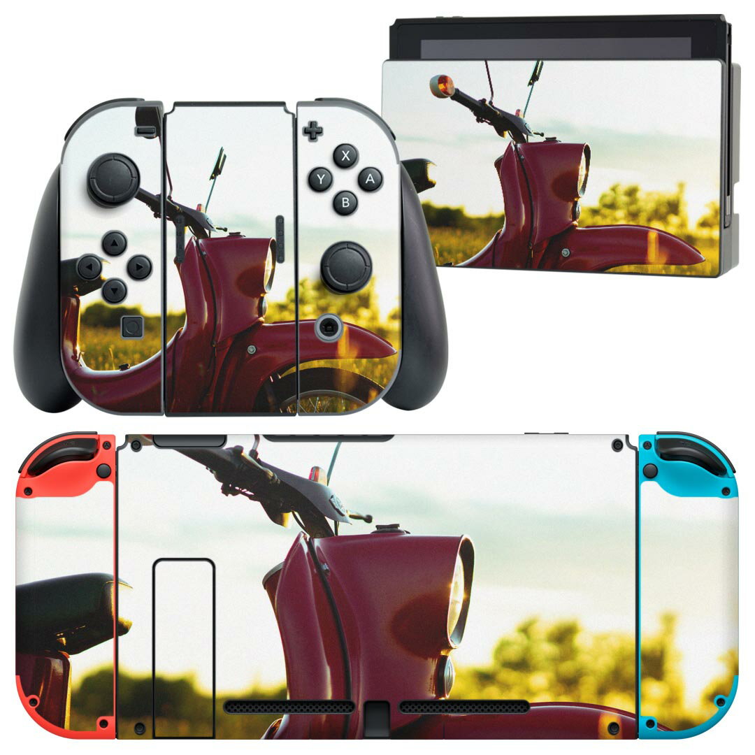 igsticker Nintendo Switch 用 デザインスキンシール 任天堂 ニンテンドー スイッチ 専用 本体ドック Joy-Con Joycon ジョイコン 専用 ゲーム機 カバー アクセサリー フィルム ステッカー 023763 バイク 写真