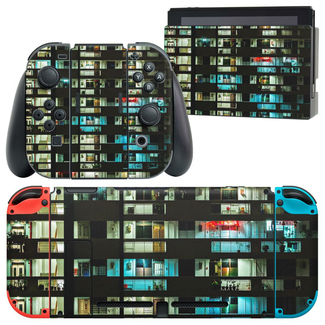 igsticker Nintendo Switch 用 デザインスキンシール 任天堂 ニンテンドー スイッチ 専用 本体ドック Joy-Con Joycon ジョイコン 専用 ゲーム機 カバー アクセサリー フィルム ステッカー 023797 建物　写真