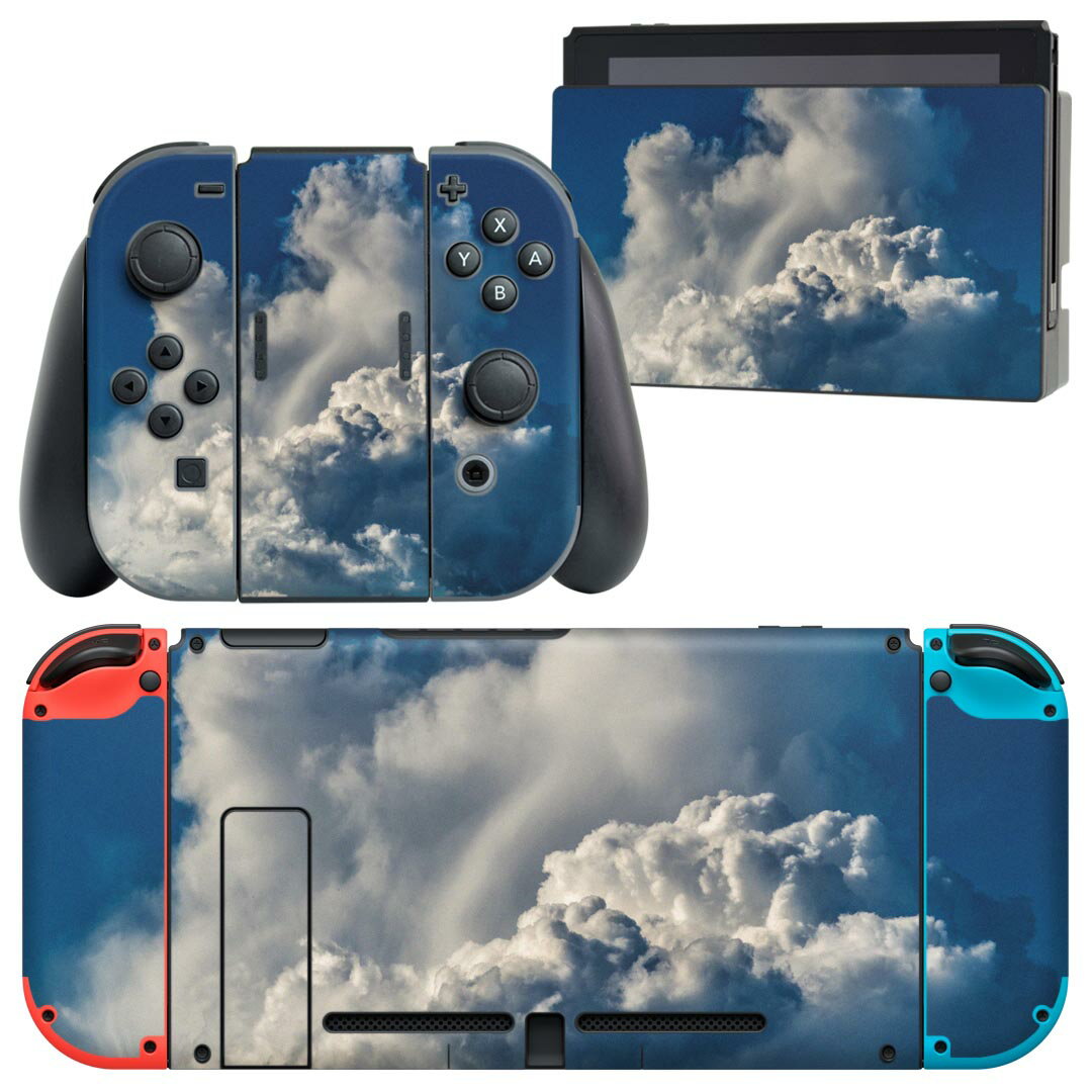 igsticker Nintendo Switch 用 デザインスキンシール 任天堂 ニンテンドー スイッチ 専用 本体ドック Joy-Con Joycon ジョイコン 専用 ゲーム機 カバー アクセサリー フィルム ステッカー 023800 空 雲 写真