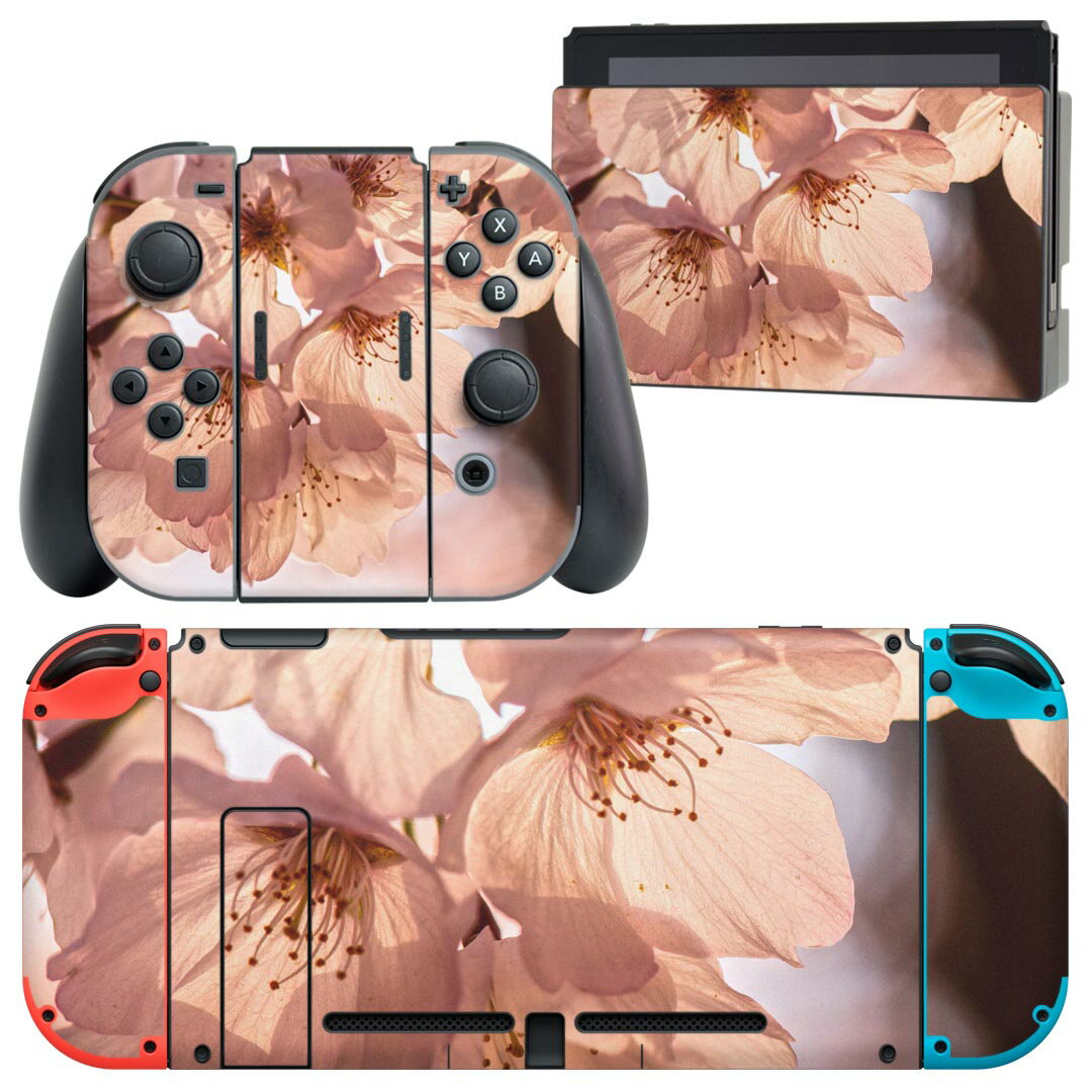 igsticker Nintendo Switch 用 デザインスキンシール 任天堂 ニンテンドー スイッチ 専用 本体ドック Joy-Con Joycon ジョイコン 専用 ゲーム機 カバー アクセサリー フィルム ステッカー 023826 花 フラワー 桜