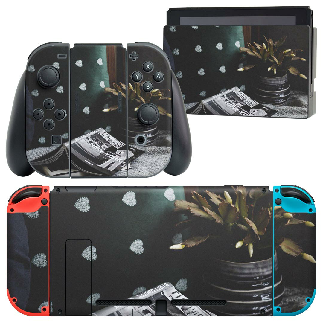 igsticker Nintendo Switch 用 デザインスキンシール 任天堂 ニンテンドー スイッチ 専用 本体ドック Joy-Con Joycon ジョイコン 専用 ゲーム機 カバー アクセサリー フィルム ステッカー 023836 本　植物