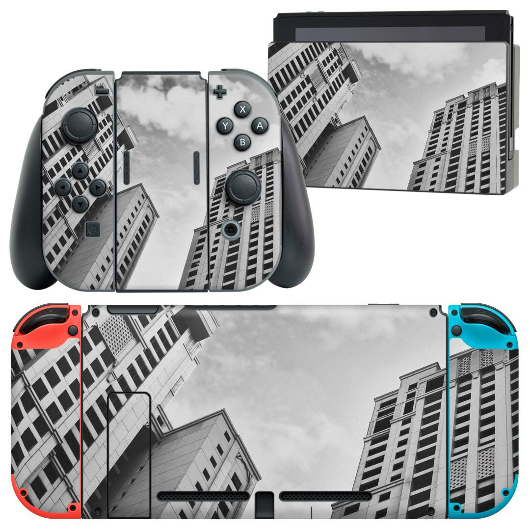 igsticker Nintendo Switch 用 デザインスキンシール 任天堂 ニンテンドー スイッチ 専用 本体ドック Joy-Con Joycon ジョイコン 専用 ゲーム機 カバー アクセサリー フィルム ステッカー 023868 ビル　都市　風景