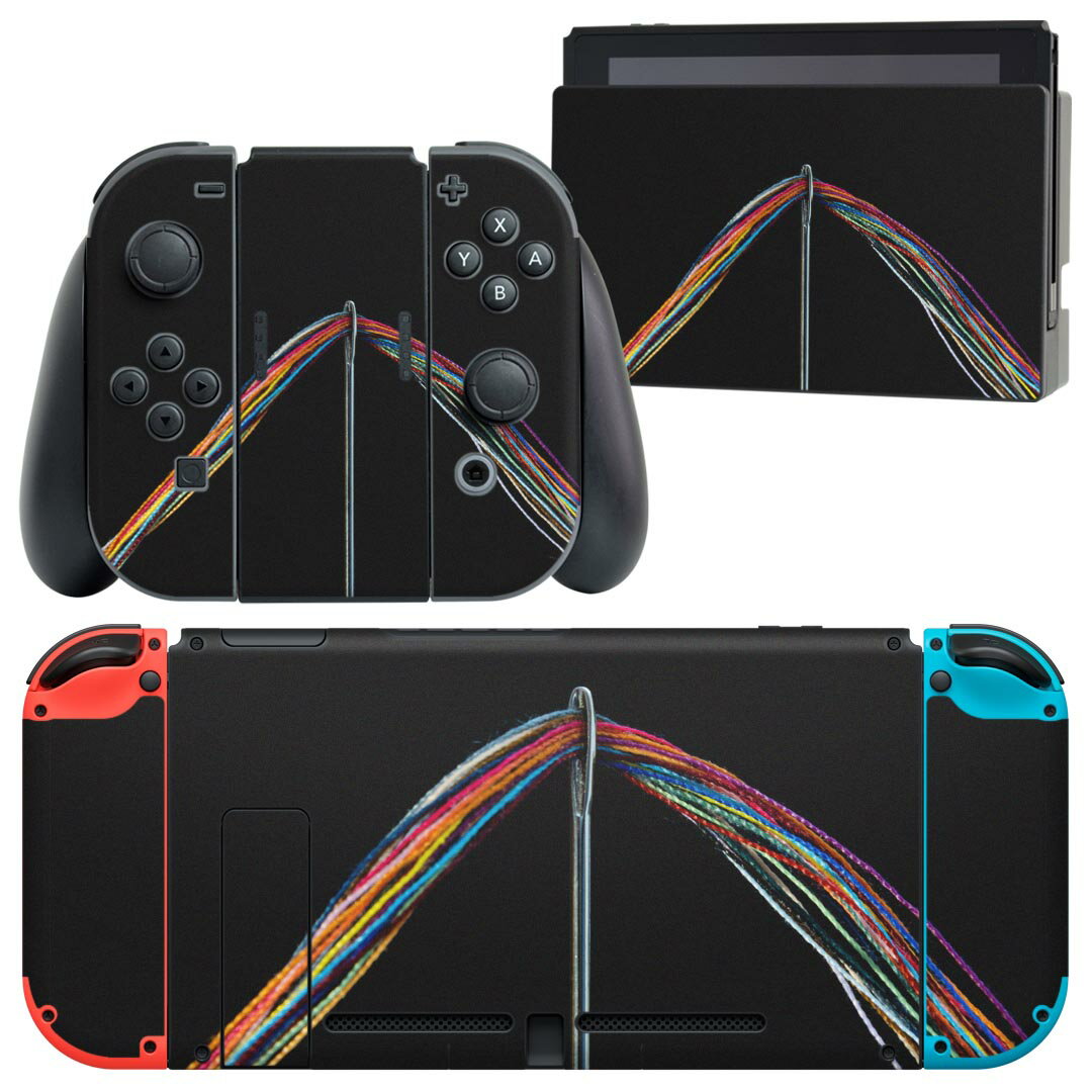 igsticker Nintendo Switch 用 デザインスキンシール 任天堂 ニンテンドー スイッチ 専用 本体ドック Joy-Con Joycon ジョイコン 専用 ゲーム機 カバー アクセサリー フィルム ステッカー 023883 カラフル レインボー 虹