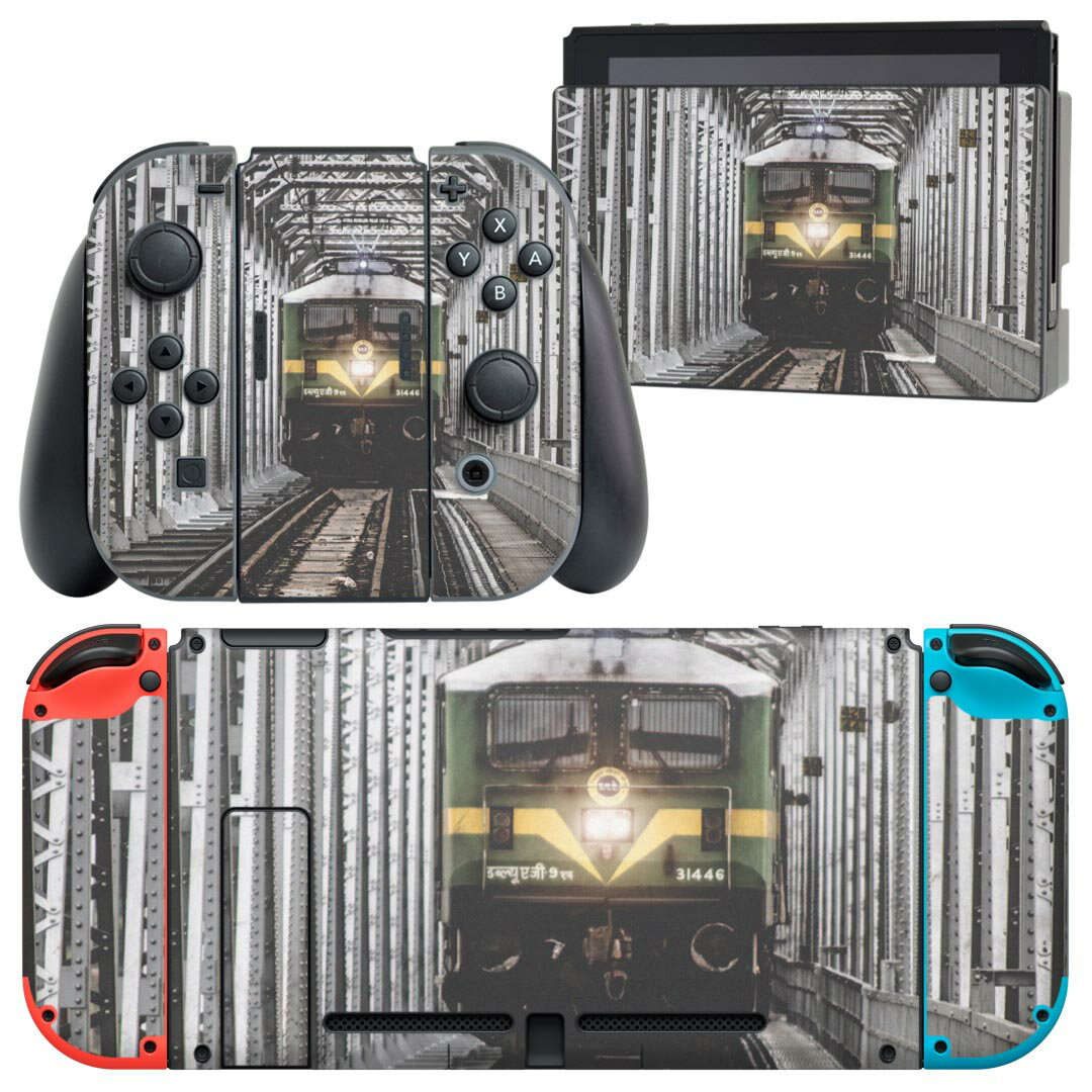 igsticker Nintendo Switch 用 デザインスキンシール 任天堂 ニンテンドー スイッチ 専用 本体ドック Joy-Con Joycon ジョイコン 専用 ゲーム機 カバー アクセサリー フィルム ステッカー 023900 鉄道 電車
