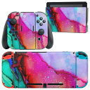igsticker Nintendo Switch 用 デザインスキンシール 任天堂 ニンテンドー スイッチ 専用 本体ドック Joy-Con Joycon ジョイコン 専用 ゲーム機 カバー アクセサリー フィルム ステッカー 023950 カラフル インク ペイント(2)