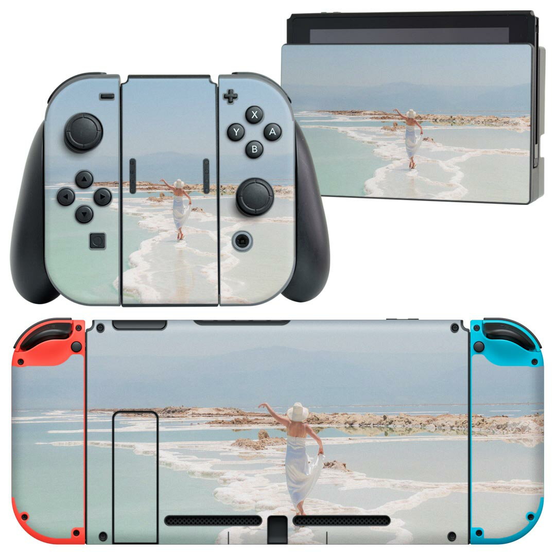 igsticker Nintendo Switch 用 デザインスキンシール 任天堂 ニンテンドー スイッチ 専用 本体ドック Joy-Con Joycon ジョイコン 専用 ゲーム機 カバー アクセサリー フィルム ステッカー 023981 海 女性 人物