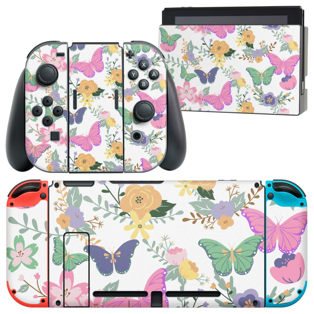 製品名 Nintendo Switch 本体裏面＆ドック正面＆ジョイコン専用 デザインスキンシール セット内容 Nintendo Switch 本体＆ドック＆ジョイコン用スキンシール（各1枚） ニンテンドースイッチ専用です。携帯機のSwitch LiteやProコンには対応していません。 商品特徴 再剥離性シートを素材に採用し、細かな位置調整がしやすく貼り直しが容易です。専用の業務プリンターを使い、商品画像と遜色のない美しい印刷仕上がり。 注意事項 画像はサンプルですので、ご覧の環境によっては多少色味に違いを感じる場合がございます。 イメージと違った、モニターと色味が異なるという理由での交換や返金はご対応出来かねます。スキンシールのみの販売で、ニンテンドースイッチ本体などは付属しません。シワができた場合、ドライヤーなどで軽く温め、外側に向けてシワを伸ばすように貼ってください。初回貼付時の位置調整や貼り直しは可能ですが、しっかりと押し付けて接着させた後の再剥離、再利用は保証しておりません。また接着部に油分や汚れが付着しますと角の部分は剥がれやすくなりますので、貼付時はあまり触れないようにご注意ください。無地のセミグロスシートにデザインをプリントした商品で、デコなどの加工はございません。 凹凸や光沢があるように見えたり布地や金属を素材にしたように見える商品もありますが、デザインの図版によるものです。印刷時に微妙な画像のズレが生じる場合がございます。ご注文後に1点1点制作する受注生産品の為、不良品以外のご返品や交換は固くお断りします。当店における繰り返しの実機テストでは問題ありませんでしたが、経過年数や使用環境により、シールを剥がす際に本体の塗装が一部剥がれる可能性があります。恐れ入りますが、万が一そのような状況になった場合でも当店ではゲーム機本体の保証は出来かねますので、予めご理解の上お求めください。 商品発送 完全受注生産のハンドメイド商品となりますので、既製品と比べて発送までお時間を頂いています。 基本的に決済確認後2?3営業日、最大で10営業日での発送となります。繁忙期や休業日明けの場合はさらに時間がかかる場合があります。 その際には別途メールにてご連絡致します。メール便の場合、発送日から到着までに2?4日ほどかかる場合が多く、紛失などの保障もご対応できかねます。あらかじめご了承下さい。