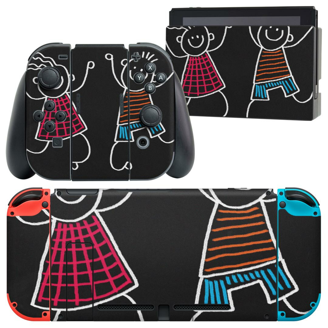 igsticker Nintendo Switch 用 デザインスキンシール 任天堂 ニンテンドー スイッチ 専用 本体ドック Joy-Con Joycon ジョイコン 専用 ゲーム機 カバー アクセサリー フィルム ステッカー 026175 子供　キャラ　お絵描き