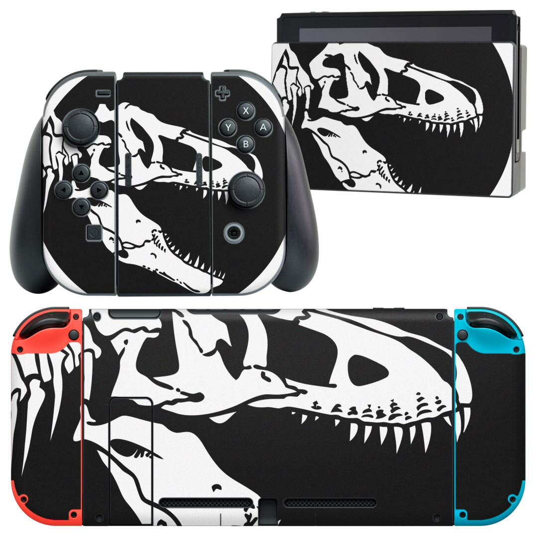 igsticker Nintendo Switch 用 デザインスキンシール 任天堂 ニンテンドー スイッチ 専用 本体ドック Joy-Con Joycon ジョイコン 専用 ゲーム機 カバー アクセサリー フィルム ステッカー 026184 怪獣　恐竜　骨
