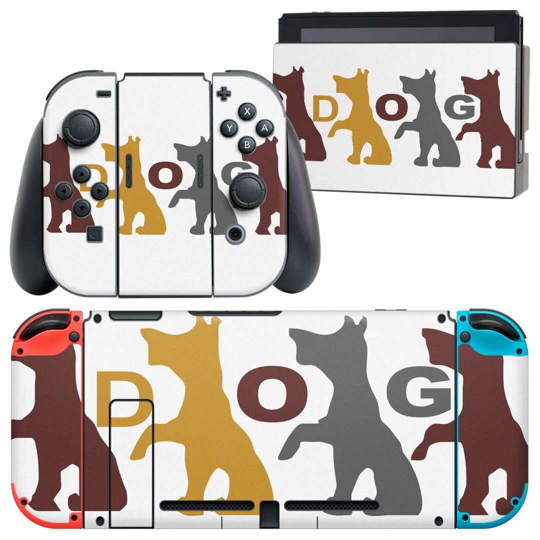 igsticker Nintendo Switch 用 デザインスキンシール 任天堂 ニンテンドー スイッチ 専用 本体ドック Joy-Con Joycon ジョイコン 専用 ゲーム機 カバー アクセサリー フィルム ステッカー 026187 動物　犬　文字