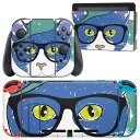 igsticker Nintendo Switch 用 デザインスキンシール 任天堂 ニンテンドー スイッチ 専用 本体ドック Joy-Con Joycon ジョイコン 専用 ゲーム機 カバー アクセサリー フィルム ステッカー 026190 動物 猫 ネコ サングラス