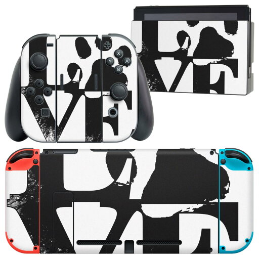 igsticker Nintendo Switch 用 デザインスキンシール 任天堂 ニンテンドー スイッチ 専用 本体ドック Joy-Con Joycon ジョイコン 専用 ゲーム機 カバー アクセサリー フィルム ステッカー 026219 犬 肉球 love