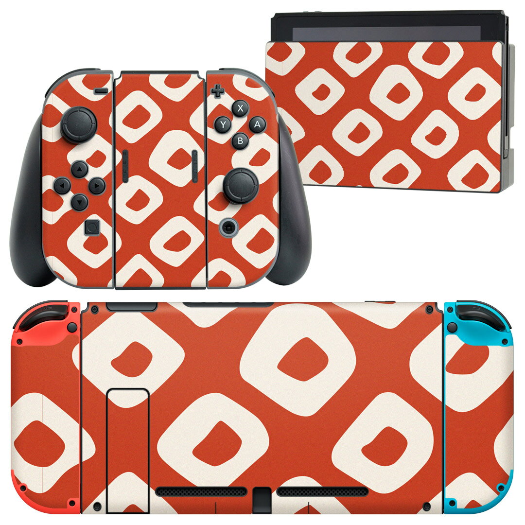 igsticker Nintendo Switch 用 デザインスキンシール 任天堂 ニンテンドー スイッチ 専用 本体ドック Joy-Con Joycon ジョイコン 専用 ゲーム機 カバー アクセサリー フィルム ステッカー 004032 和風　和柄　赤