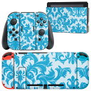 igsticker Nintendo Switch 用 デザインスキンシール 任天堂 ニンテンドー スイッチ 専用 本体ドック Joy-Con Joycon ジョイコン 専用 ゲーム機 カバー アクセサリー フィルム ステッカー 004057 模様 エレガント 青(2)