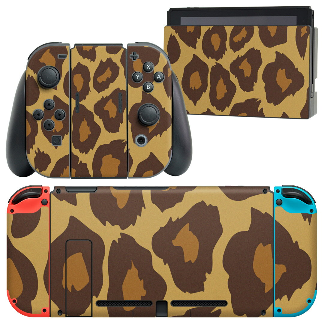 igsticker Nintendo Switch 用 デザインスキンシール 任天堂 ニンテンドー スイッチ 専用 本体ドック Joy-Con Joycon ジョイコン 専用 ゲーム機 カバー アクセサリー フィルム ステッカー 004093 豹柄　模様
