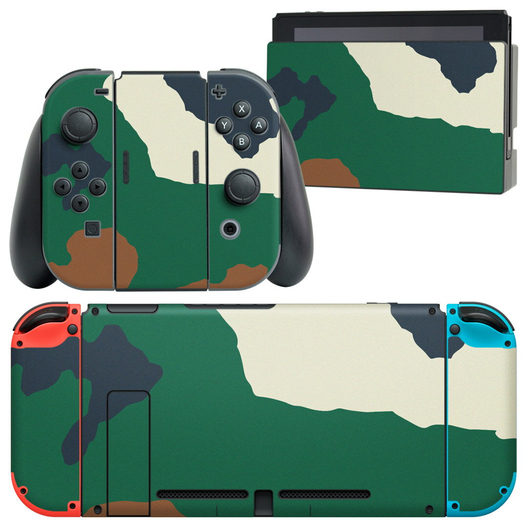 igsticker Nintendo Switch 用 デザインスキンシール 任天堂 ニンテンドー スイッチ 専用 本体ドック Joy-Con Joycon ジョイコン 専用 ゲーム機 カバー アクセサリー フィルム ステッカー 004162 迷彩 カモフラ 模様