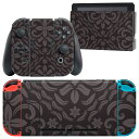 igsticker Nintendo Switch 用 デザインスキンシール 任天堂 ニンテンドー スイッチ 専用 本体ドック Joy-Con Joycon ジョイコン 専用 ゲーム機 カバー アクセサリー フィルム ステッカー 004204 模様 エレガント 黒(2)