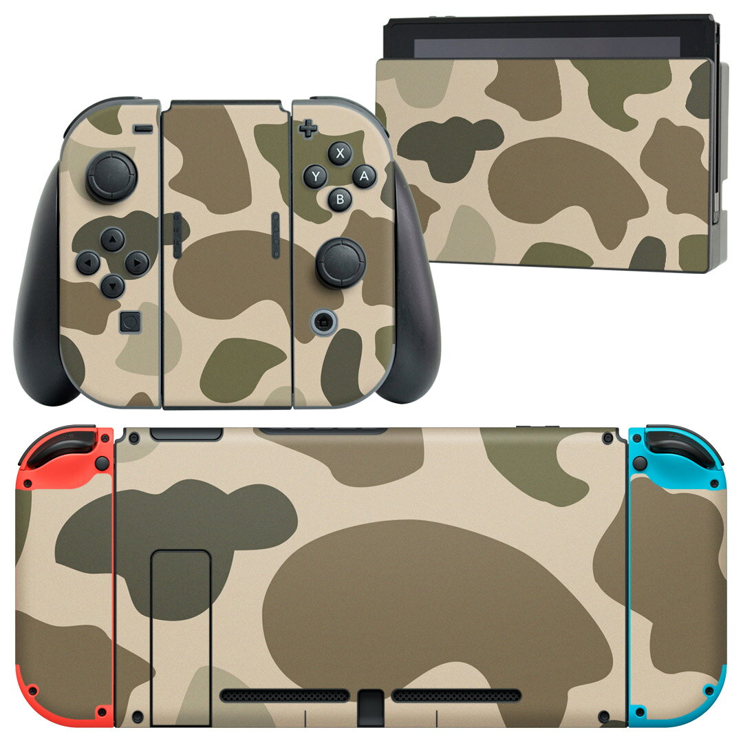 igsticker Nintendo Switch 用 デザインスキンシール 任天堂 ニンテンドー スイッチ 専用 本体ドック Joy-Con Joycon ジョイコン 専用 ゲーム機 カバー アクセサリー フィルム ステッカー 004274 迷彩　カモフラ　模様