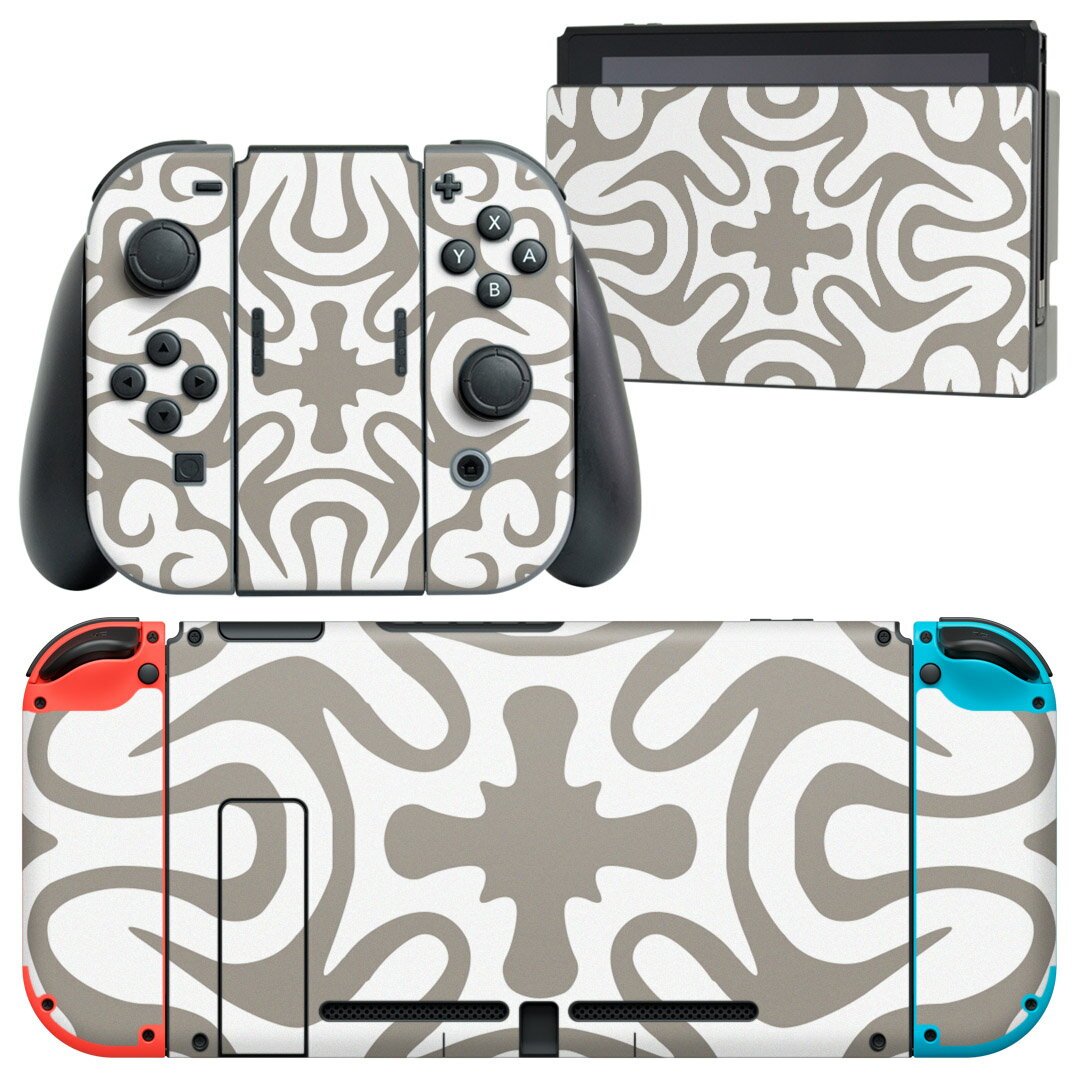 igsticker Nintendo Switch 用 デザインスキンシール 任天堂 ニンテンドー スイッチ 専用 本体ドック Joy-Con Joycon ジョイコン 専用 ゲーム機 カバー アクセサリー フィルム ステッカー 004371 模様 シンプル グレー