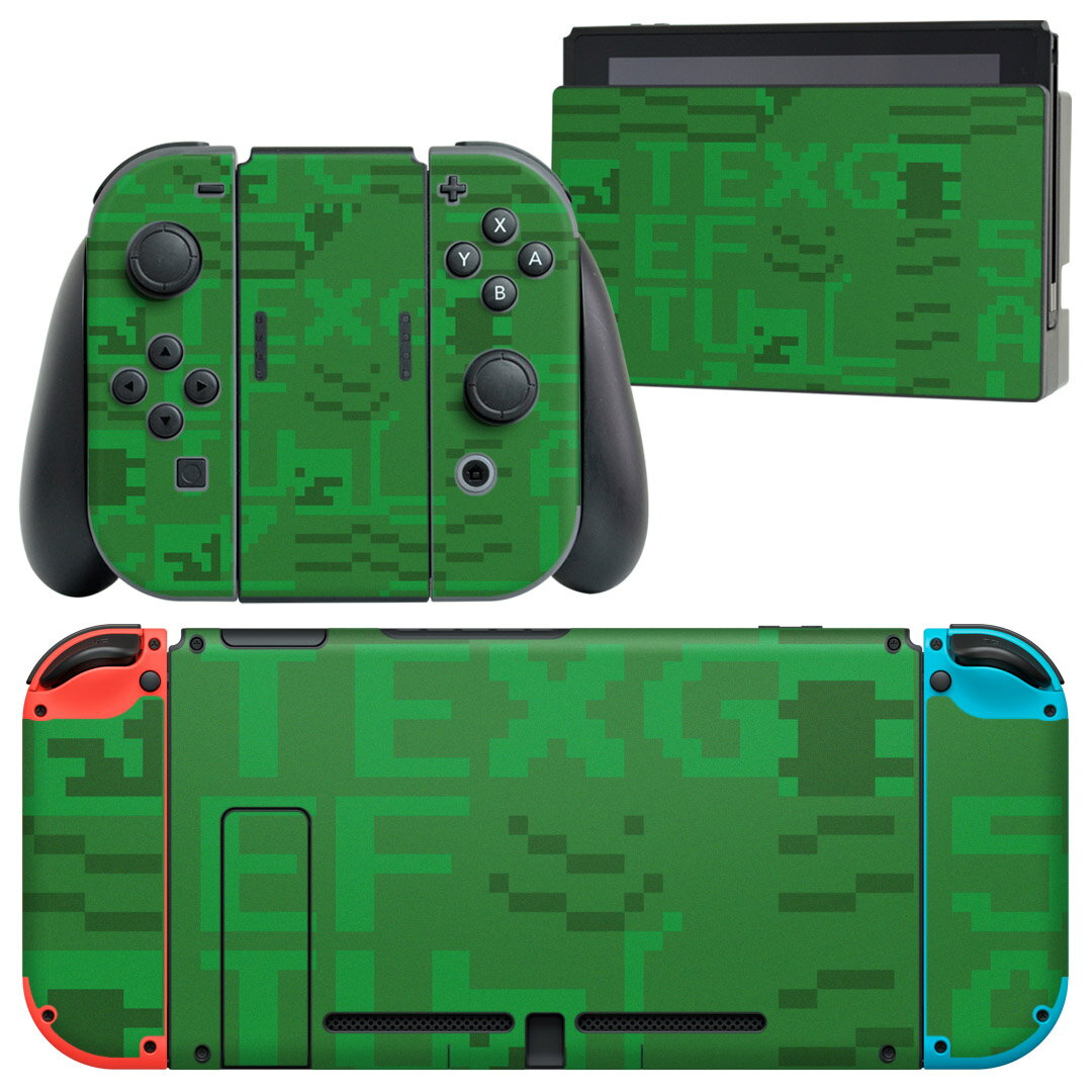 igsticker Nintendo Switch 用 デザインスキンシール 任天堂 ニンテンドー スイッチ 専用 本体ドック Joy-Con Joycon ジョイコン 専用 ゲーム機 カバー アクセサリー フィルム ステッカー 004428 英語　文字　緑