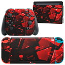 igsticker Nintendo Switch 用 デザインスキンシール 任天堂 ニンテンドー スイッチ 専用 本体ドック Joy-Con Joycon ジョイコン 専用 ゲーム機 カバー アクセサリー フィルム ステッカー 004590 模様 シンプル 赤(2)